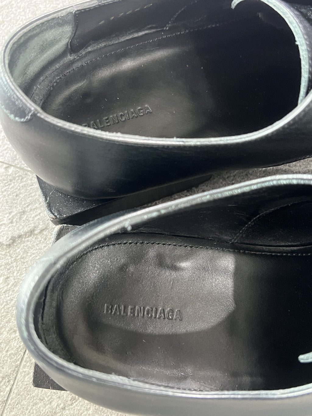 Balenciaga Square Toe Leather Derby Shoes EU41