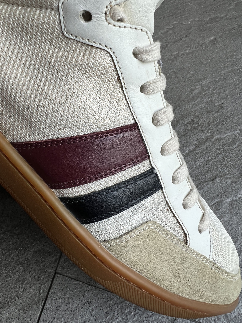 Saint Laurent SL/05H High Top Sneakers White Burgundy EU42