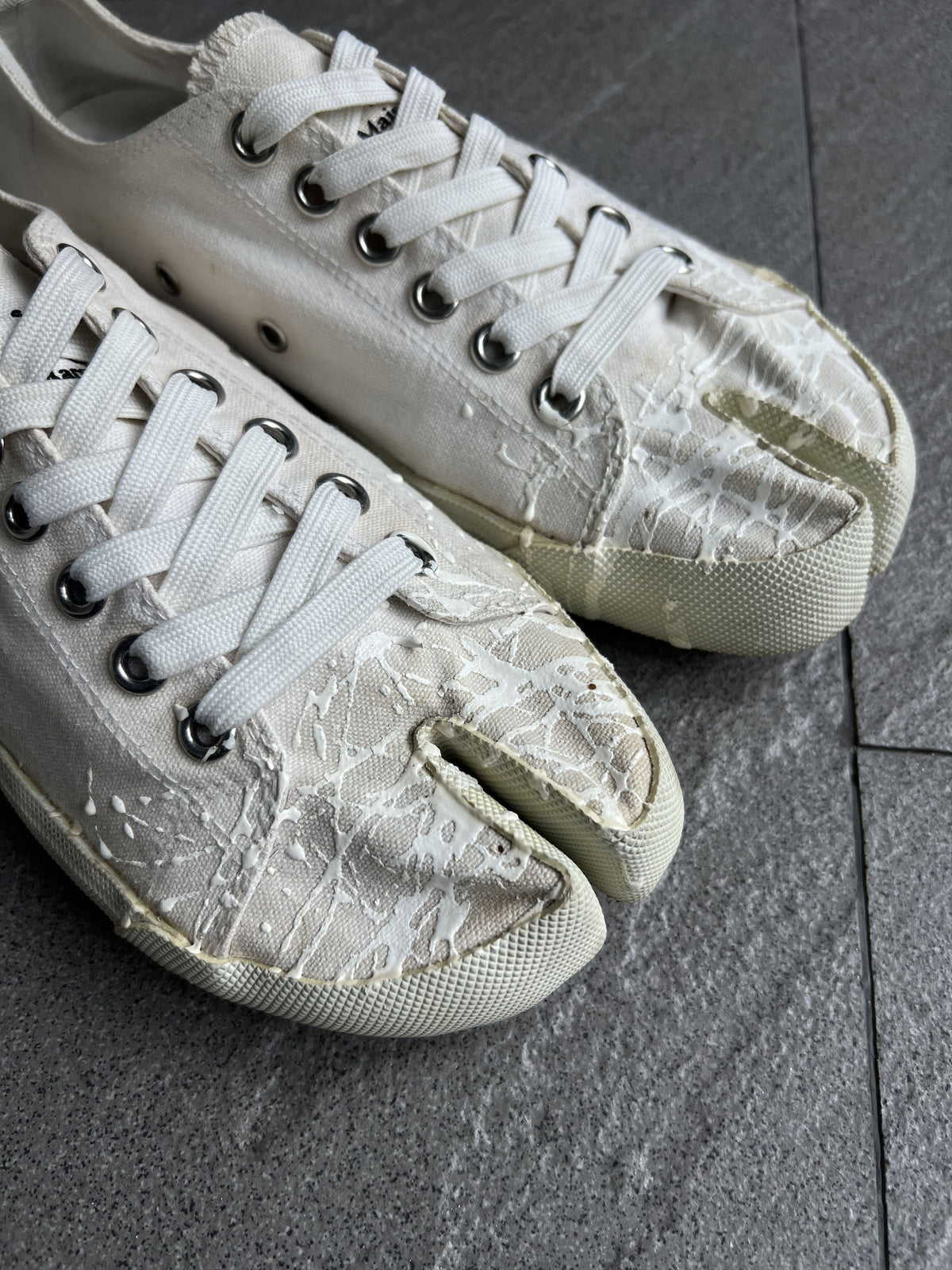 Maison Margiela Painted White Tabi Canvas Sneakers 41