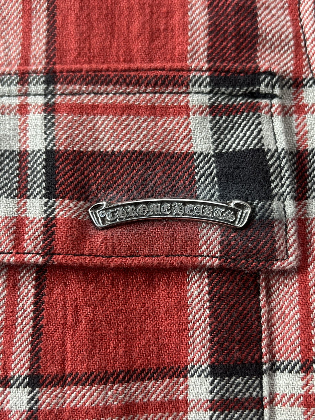 Chrome Hearts Red Plaid Cross Flannel Jacket XL