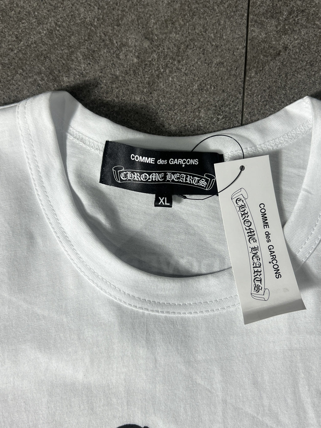 CDG x Chrome Hearts X DSM Tee White XL Logo Print