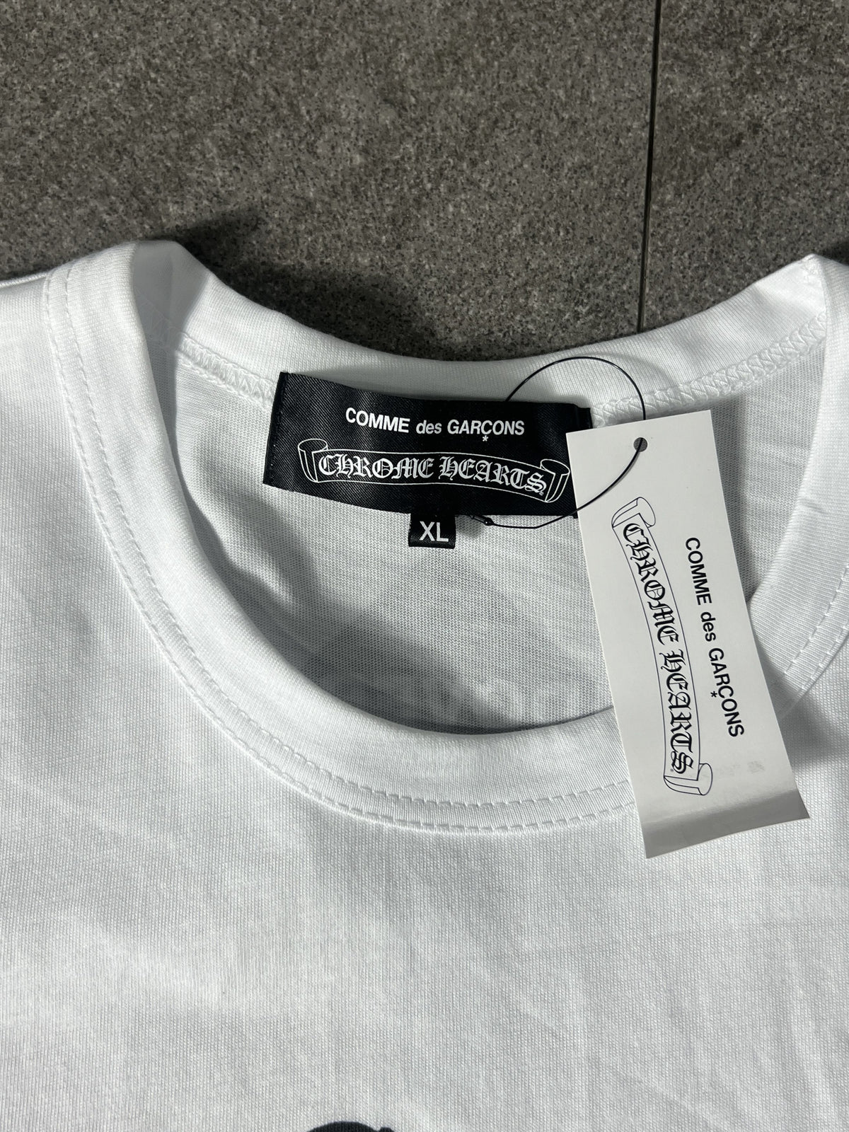 CDG x Chrome Hearts X DSM Tee White XL Logo Print