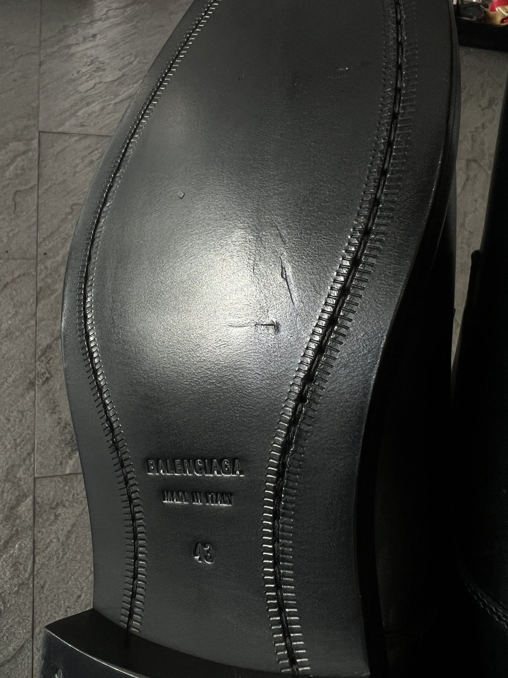Balenciaga Black Leather Derby Shoes Logo Sole 43