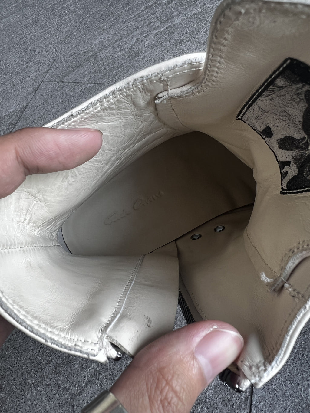 Rick Owens Mainline Leather High Sneakers Milk EU40