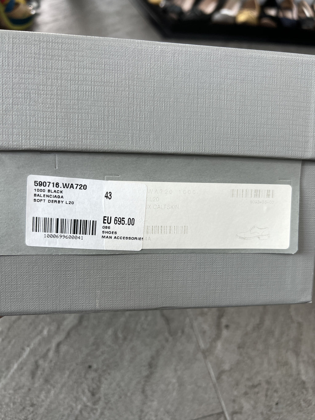 Balenciaga Black Leather Derby Shoes Logo Sole 43