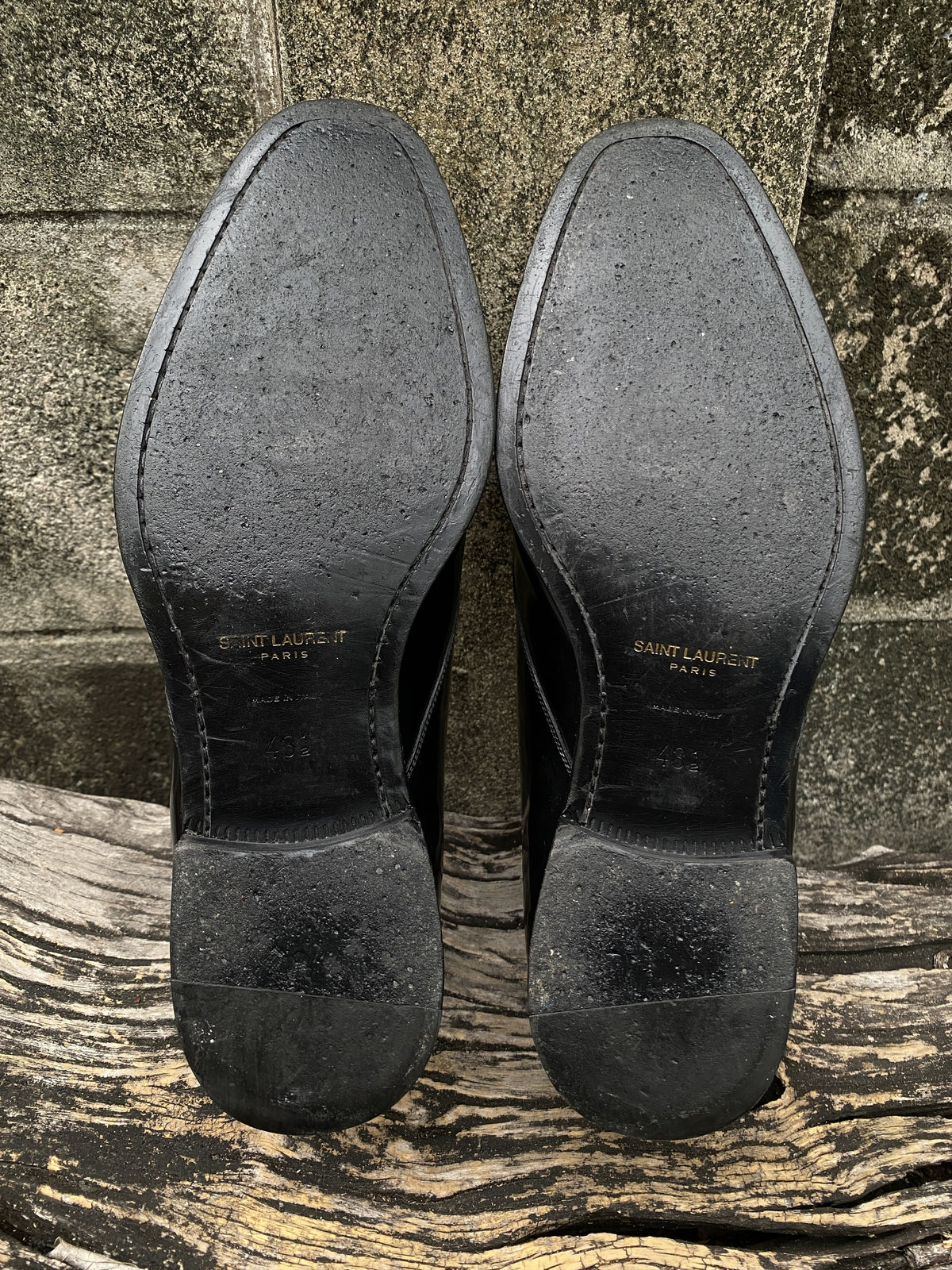 Saint Laurent Black Polished Leather Derbies 43.5