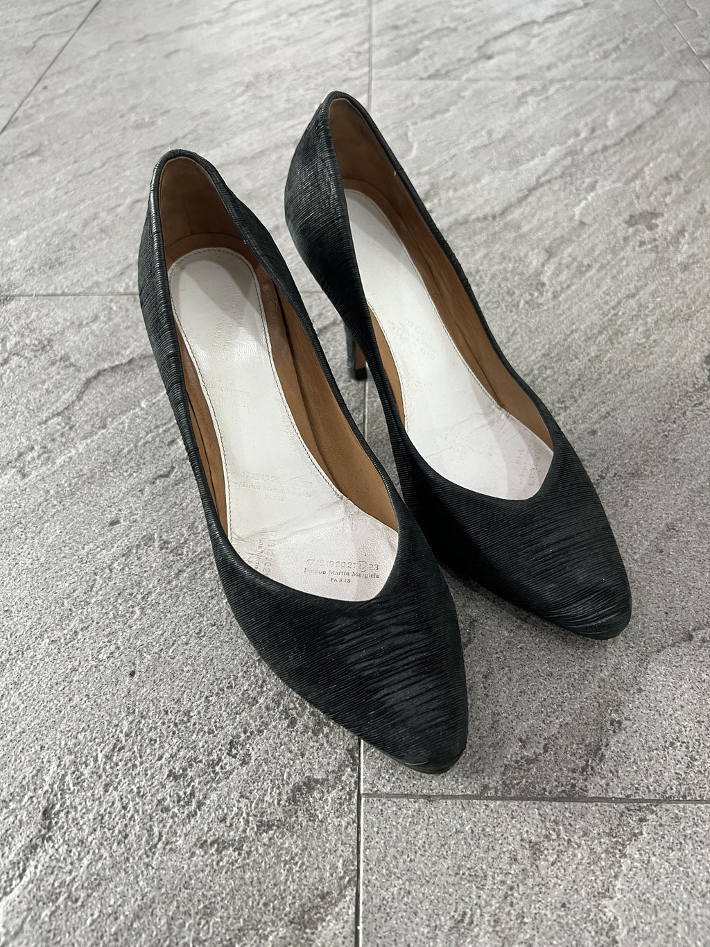 Maison Margiela 22 Black Leather Pumps Heels EU35