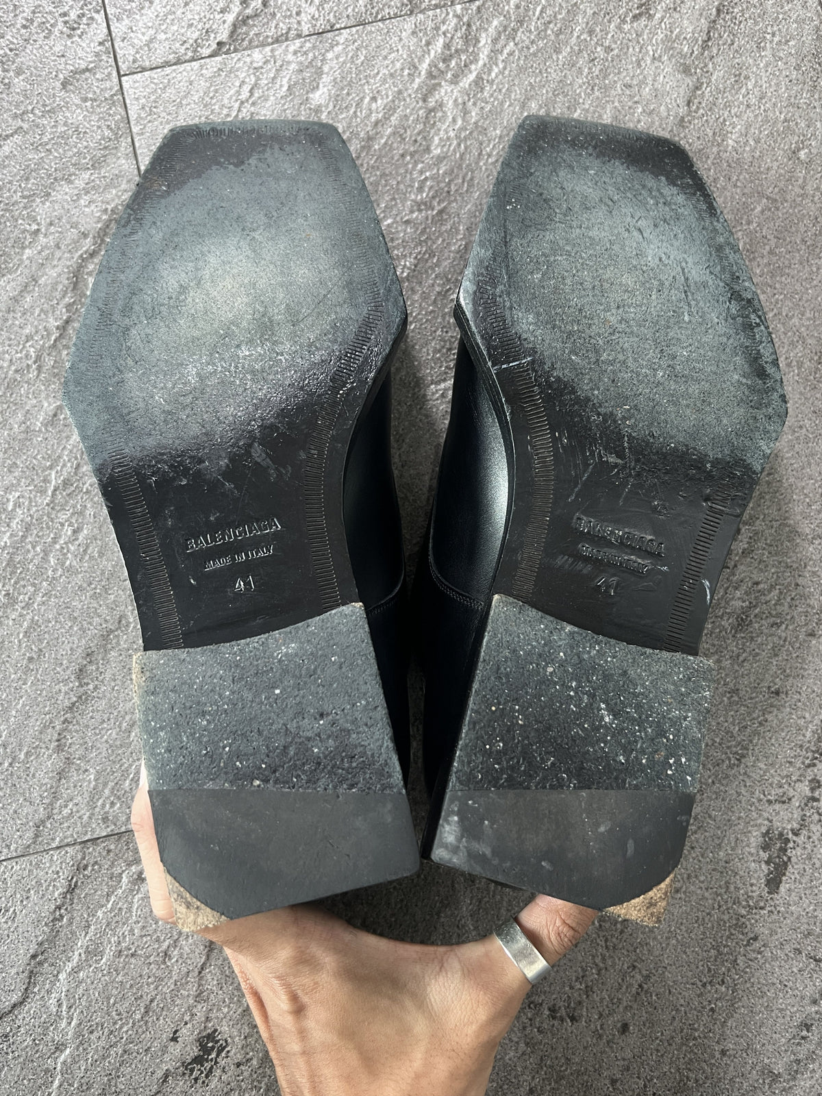 Balenciaga Square Toe Leather Derby Shoes EU41