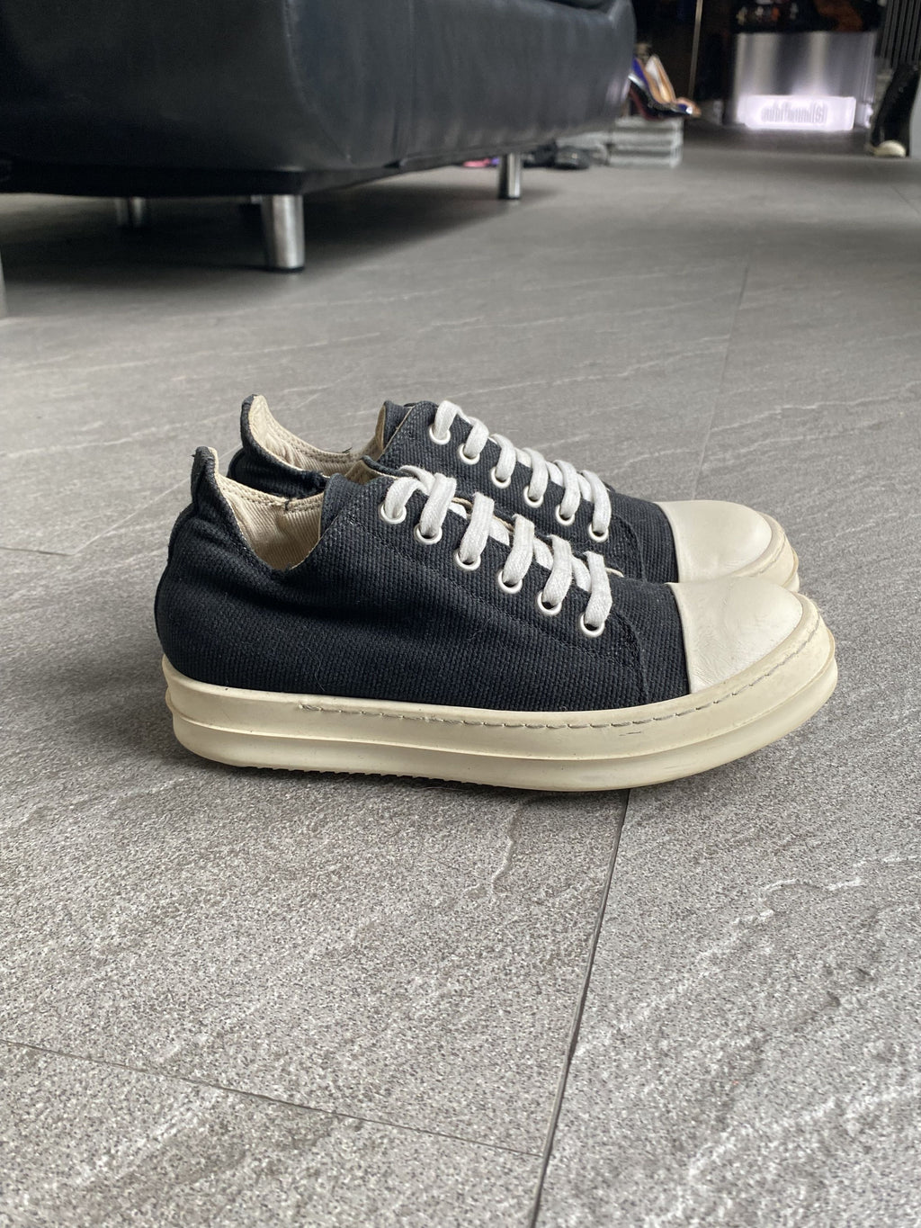 Rick Owens DRKSHDW Low Ramones Black Canvas