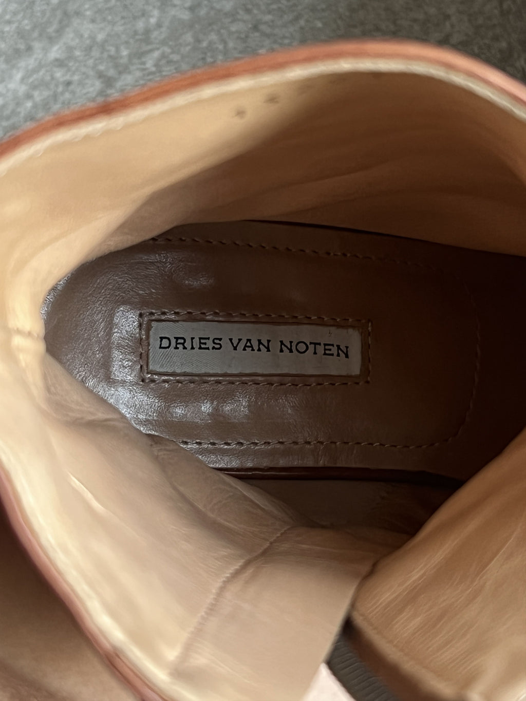 Dries Van Noten Brown Leather Tortoise Heel Boots