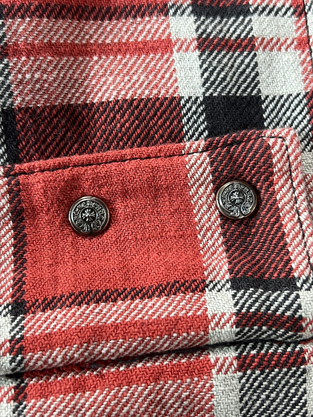 Chrome Hearts Red Plaid Cross Flannel Jacket XL