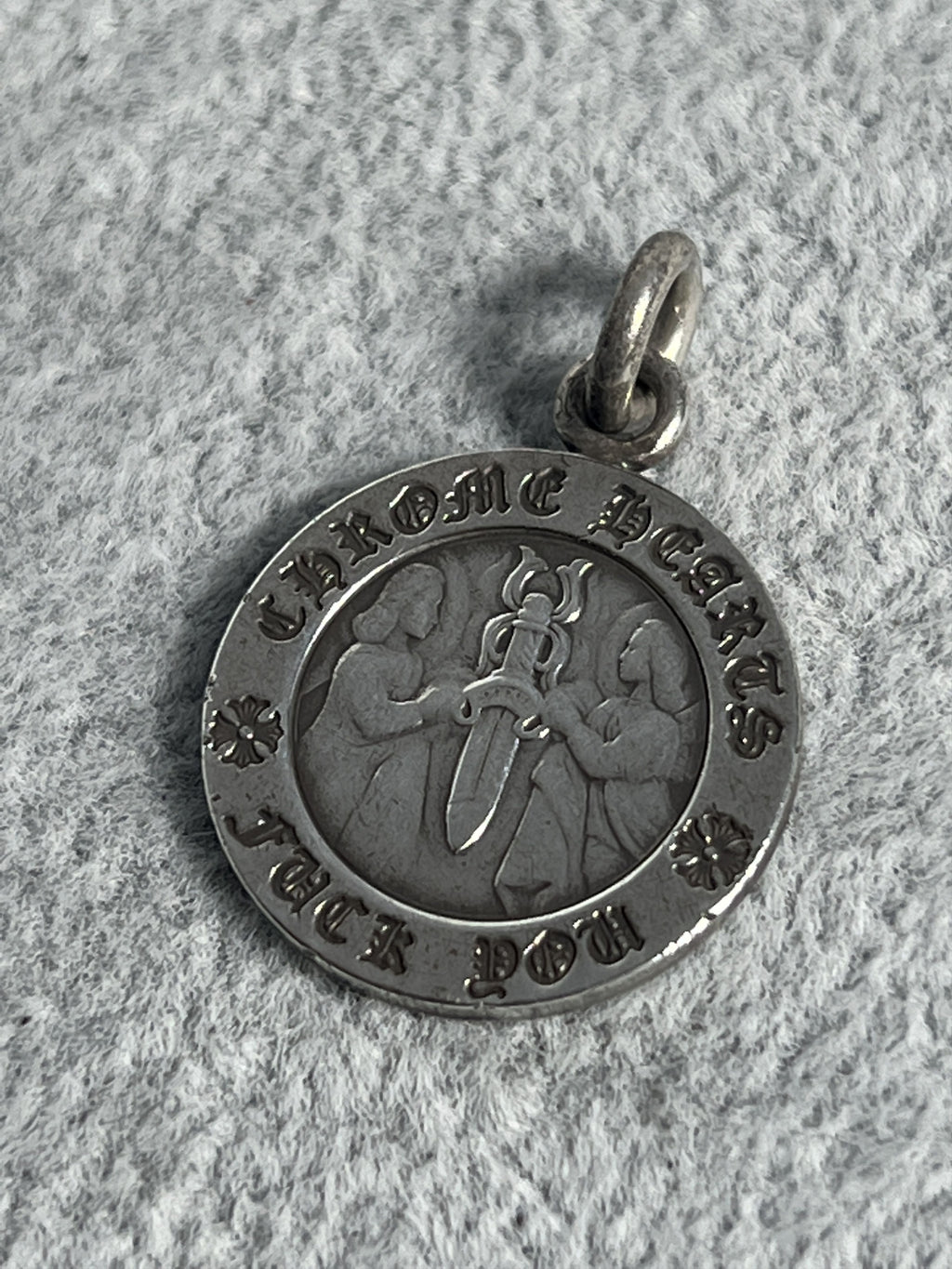 Chrome Hearts Dagger Medallion Pendant Charm Silver
