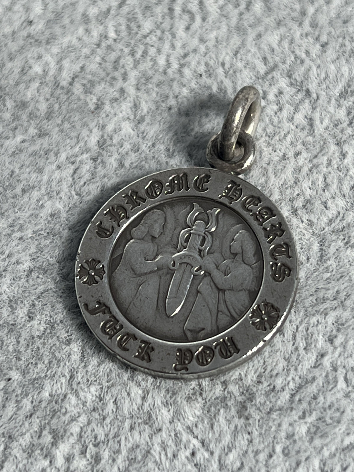 Chrome Hearts Dagger Medallion Pendant Charm Silver