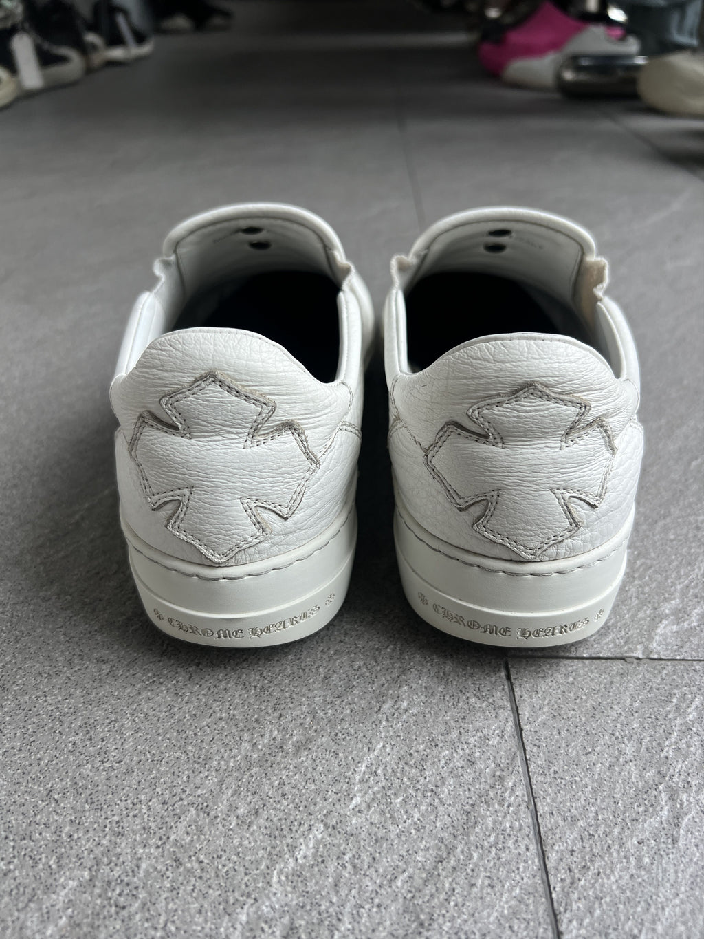 Chrome Hearts Dagger White Leather Slip-On Sneakers 40
