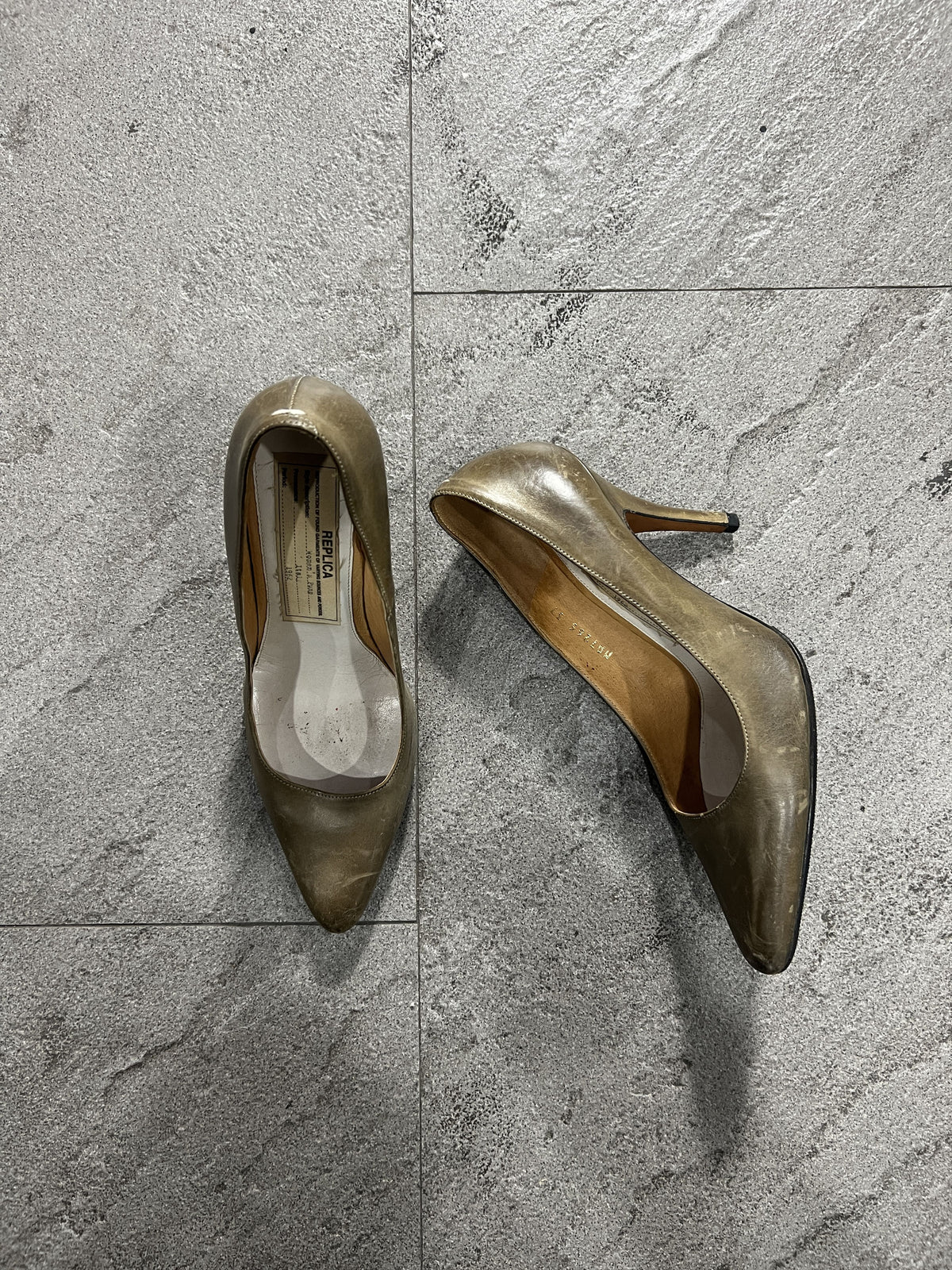Maison Margiela 22 Replica Leather Pumps Olive Brown EU37