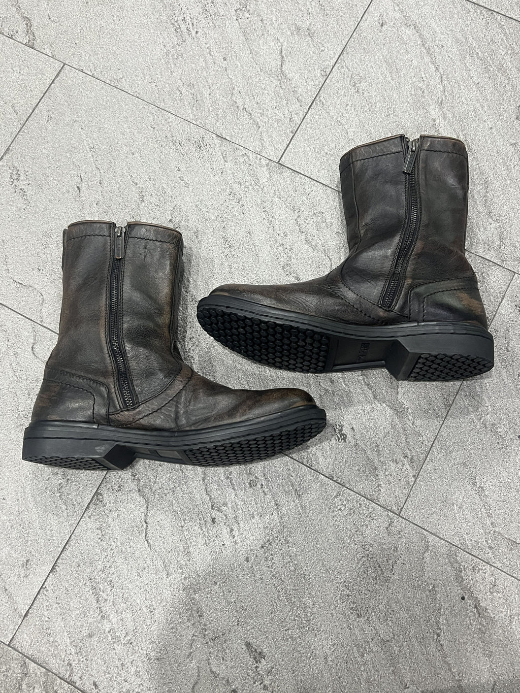 Dirk Bikkembergs Distressed Leather Zip Boots Dark Brown 43