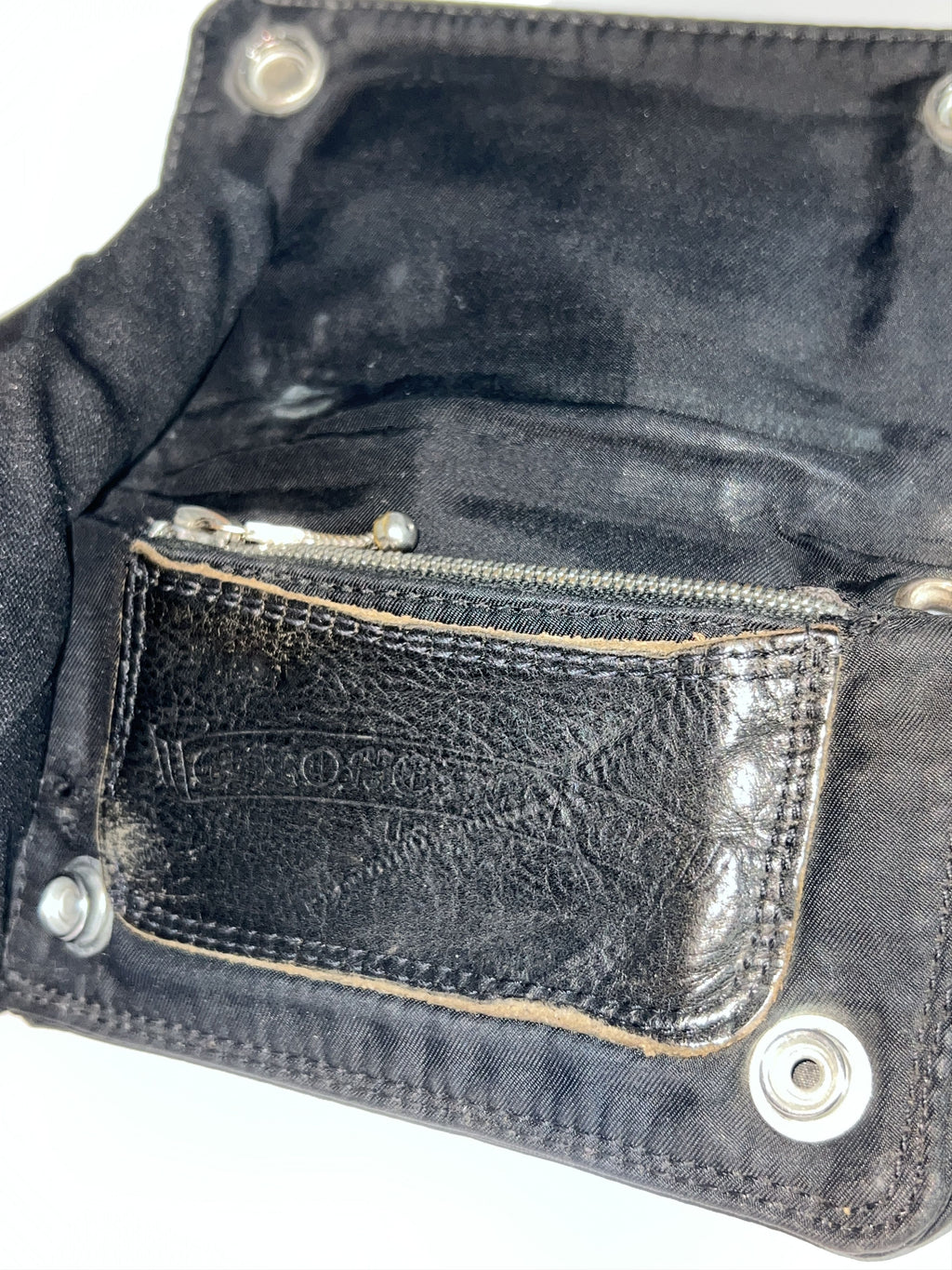 Chrome Hearts 1 Zip Nylon Snap Wallet Cross Button Black