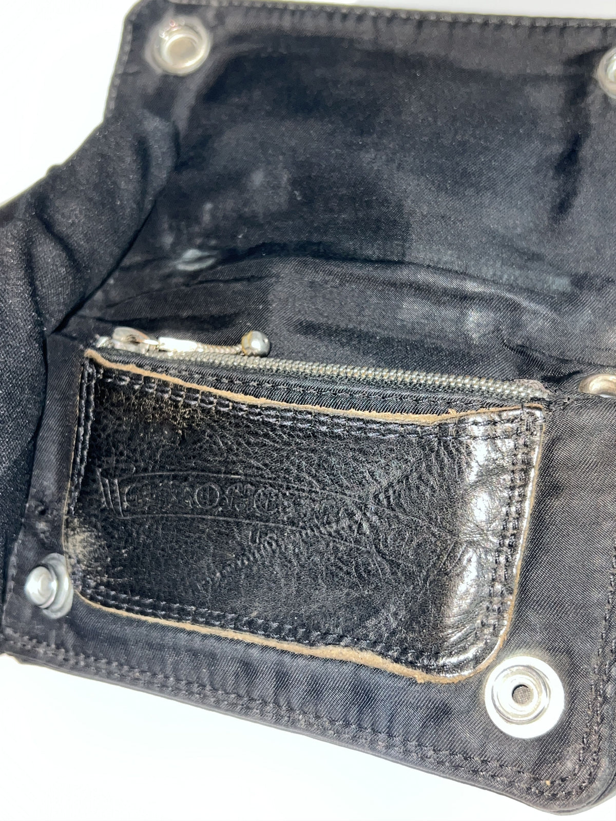 Chrome Hearts 1 Zip Nylon Snap Wallet Cross Button Black