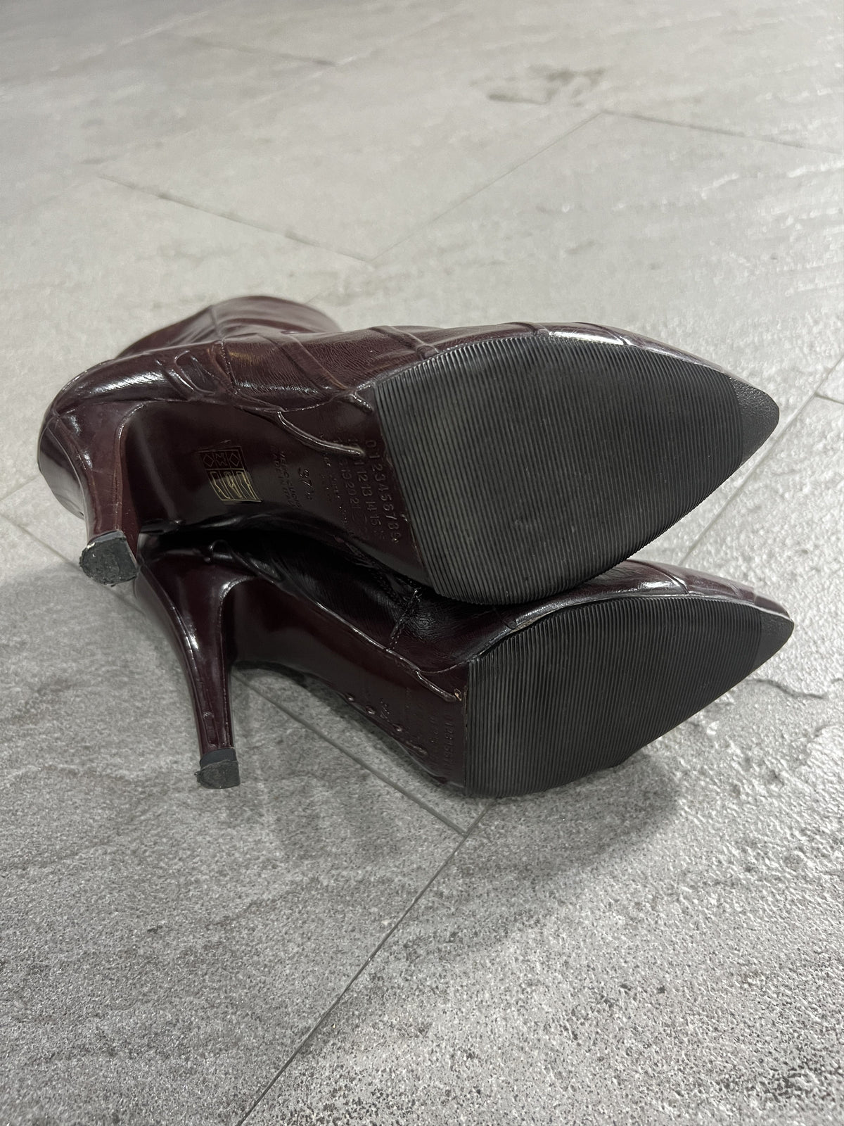 Maison Martin Margiela Oxblood Patent Leather Ankle Boots