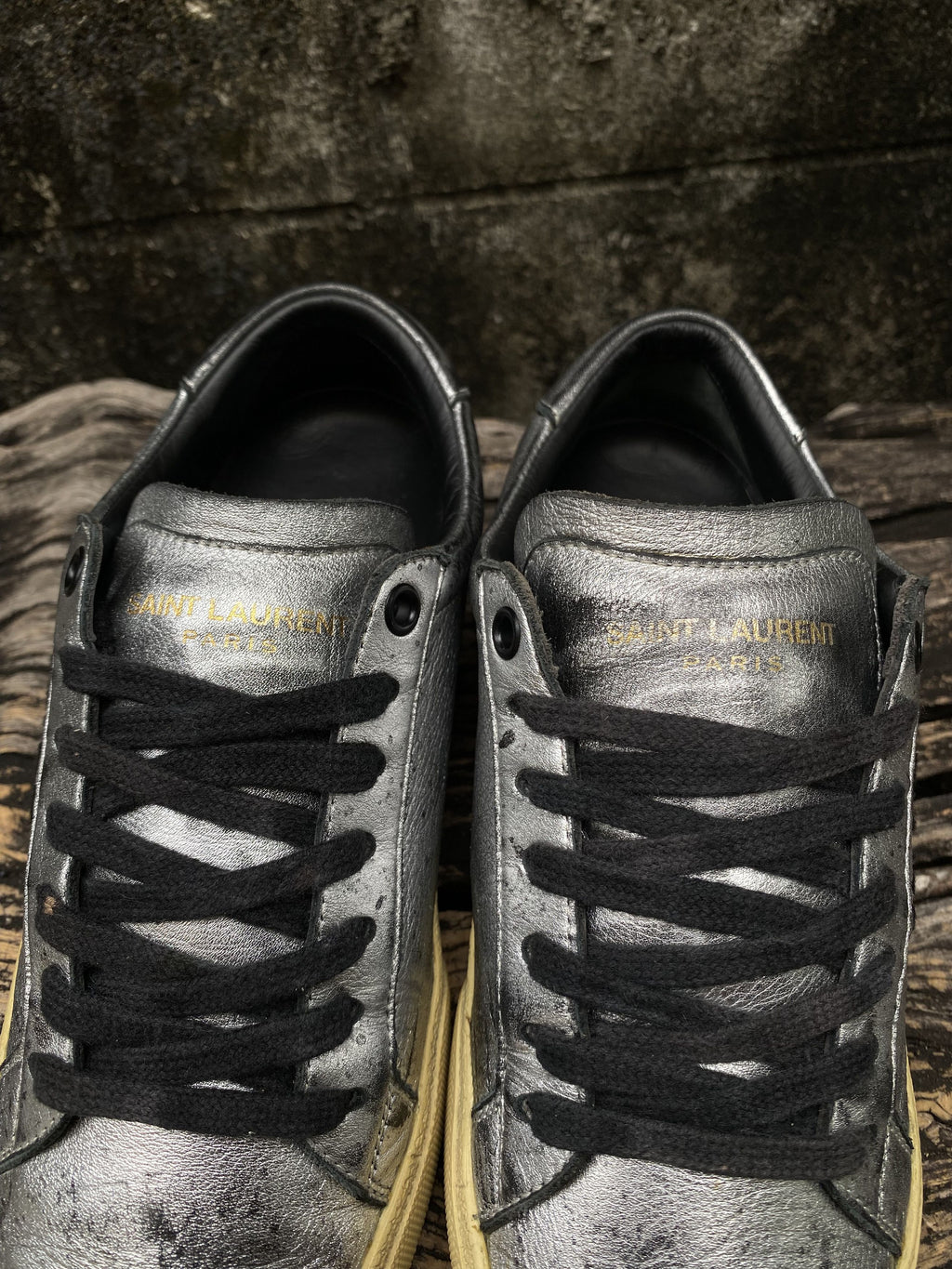 Saint Laurent Metallic Silver Court Classic 35.5