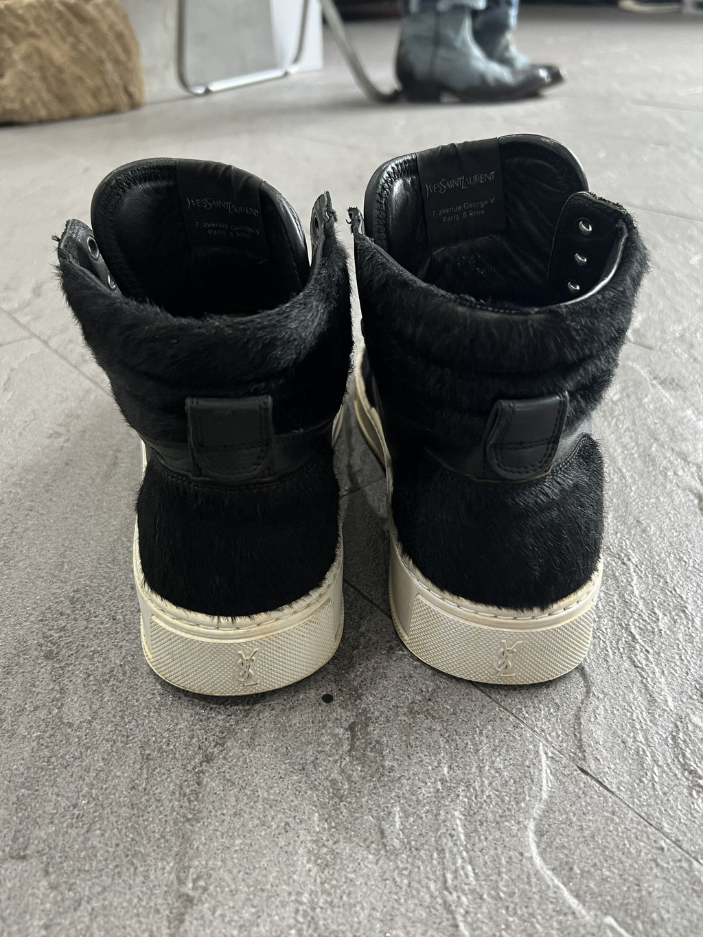 Yves Saint Laurent Leather Pony Hair High Sneakers Black 40
