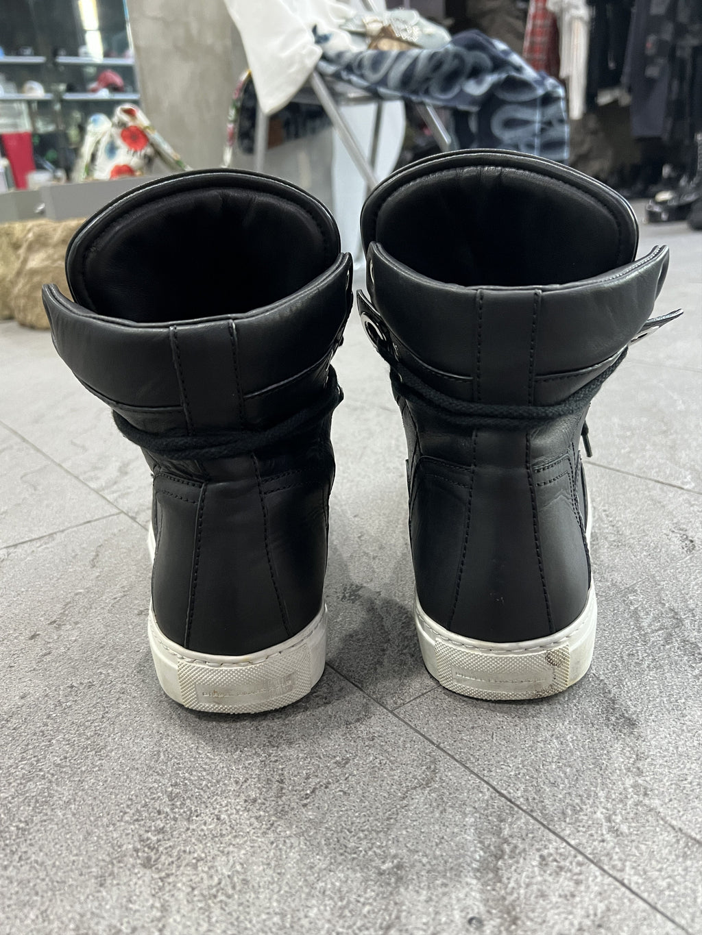 Diesel Black Gold Eyelet Leather High-Top Sneakers EU41