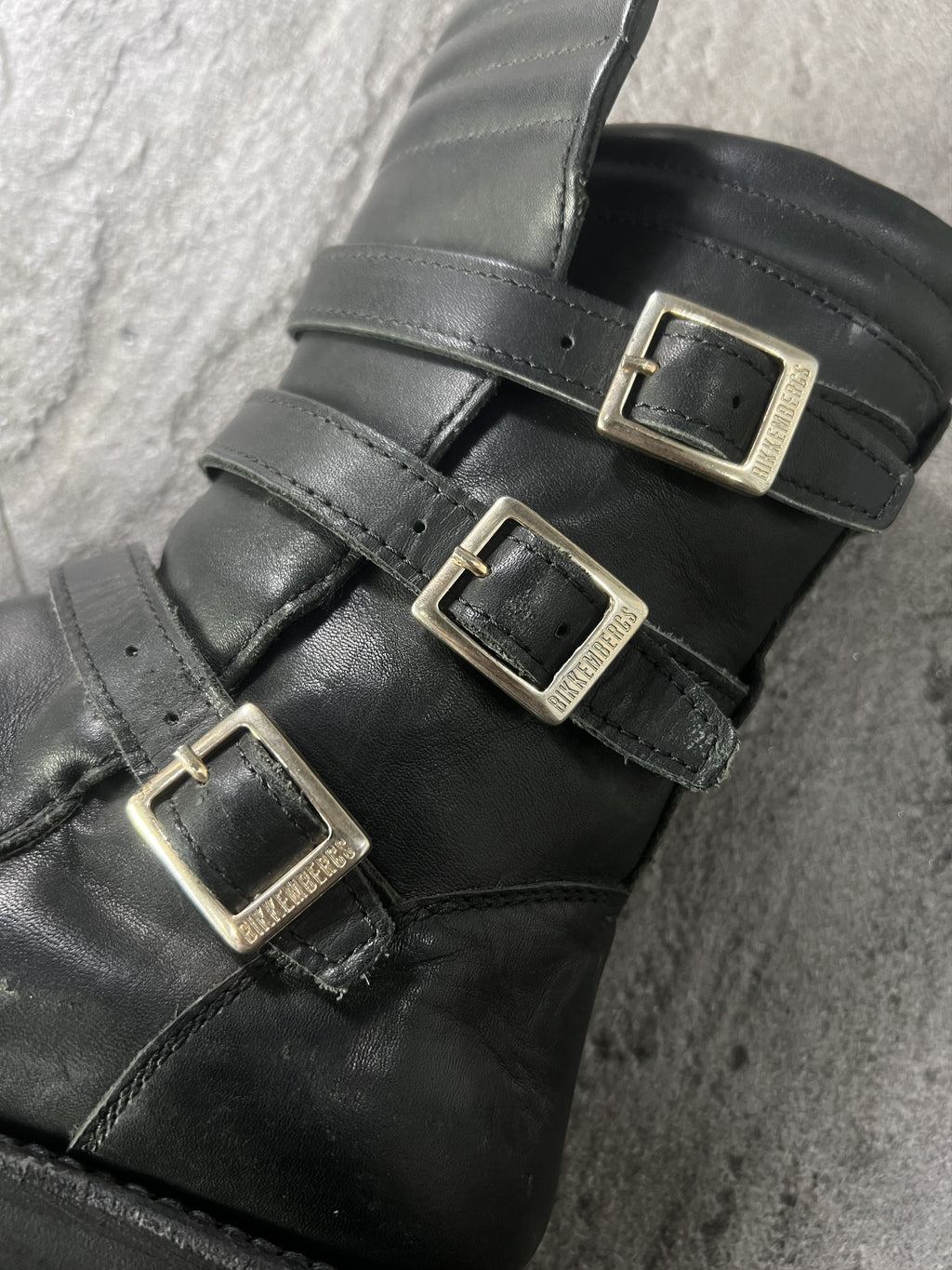 Dirk Bikkembergs 3 Strap Leather Biker Boots Black
