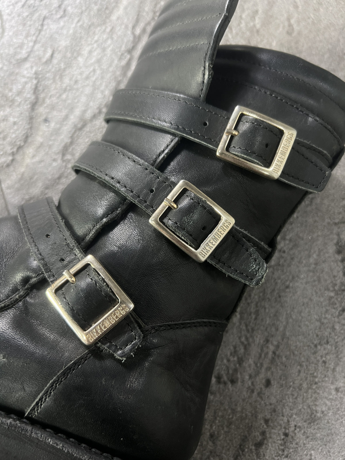 Dirk Bikkembergs 3 Strap Leather Biker Boots Black