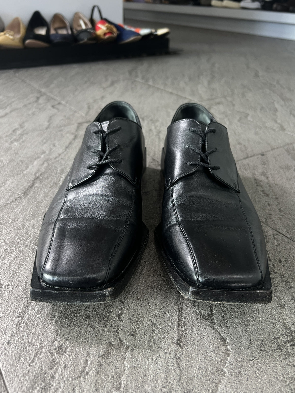 Balenciaga Square Toe Leather Derby Shoes EU41