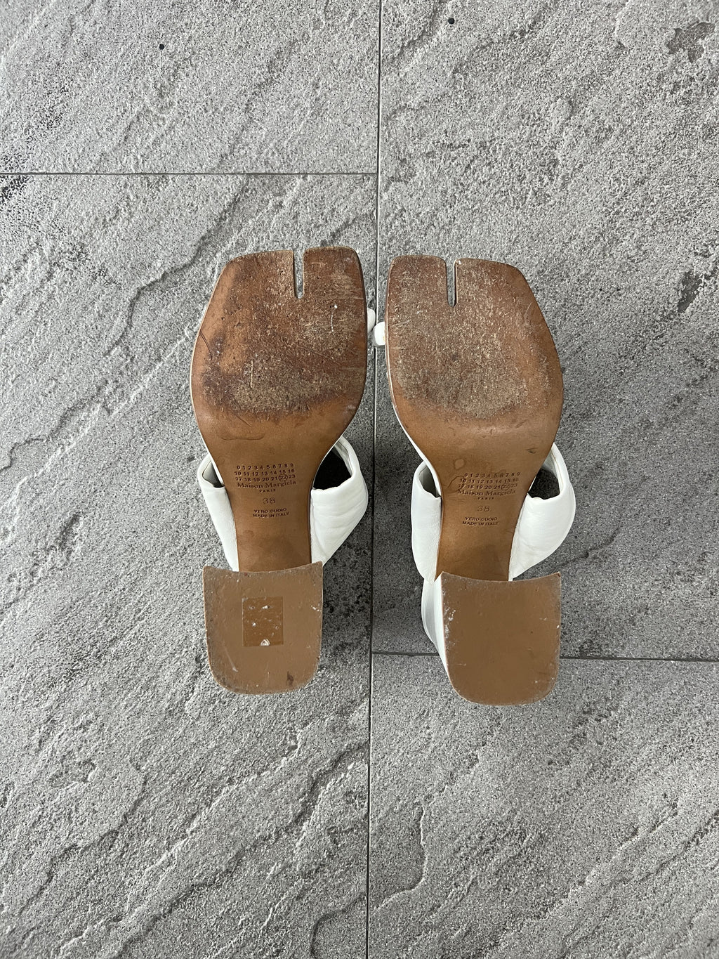 Maison Margiela Tabi White Leather Heel Sandals Size 38