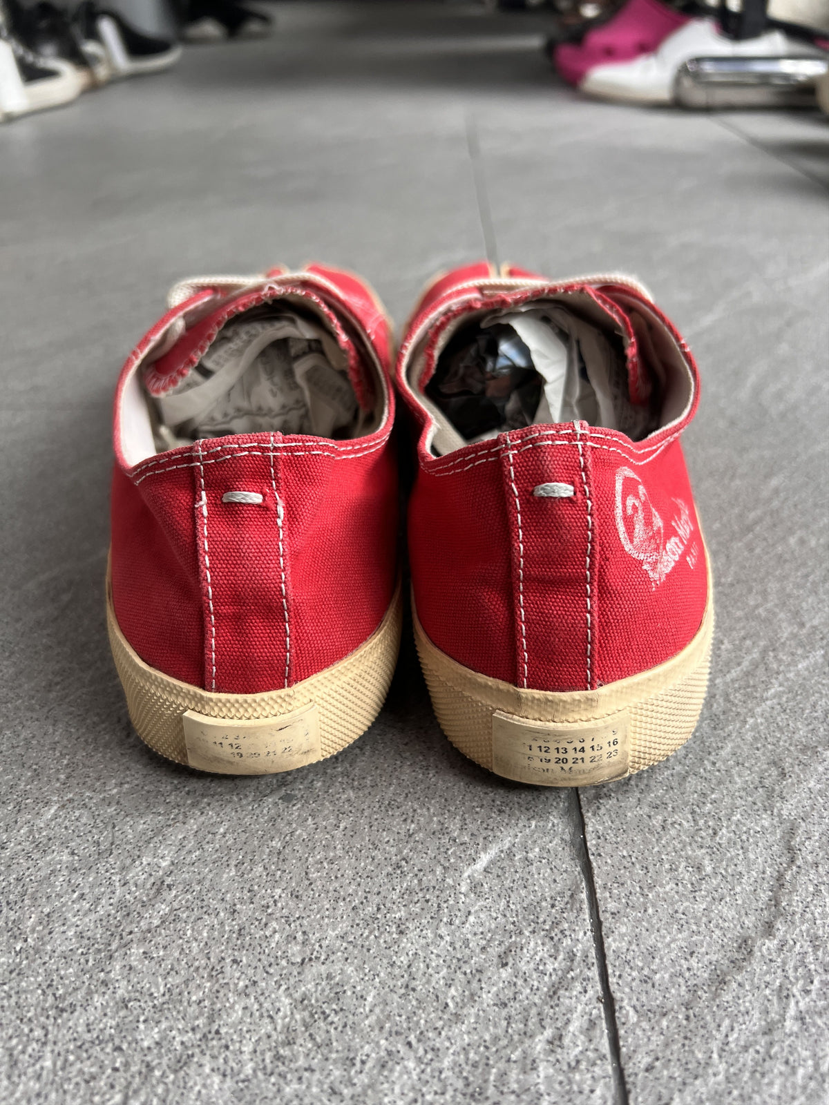 Maison Margiela Red Canvas Tabi Sneakers 27.5cm