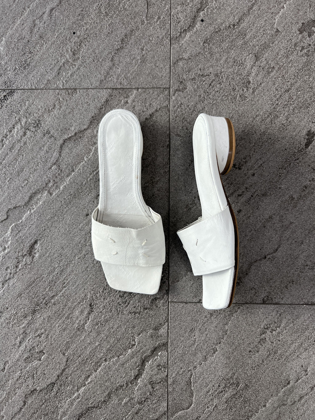 Maison Margiela White 4 Stitch Leather Slide Sandals EU37