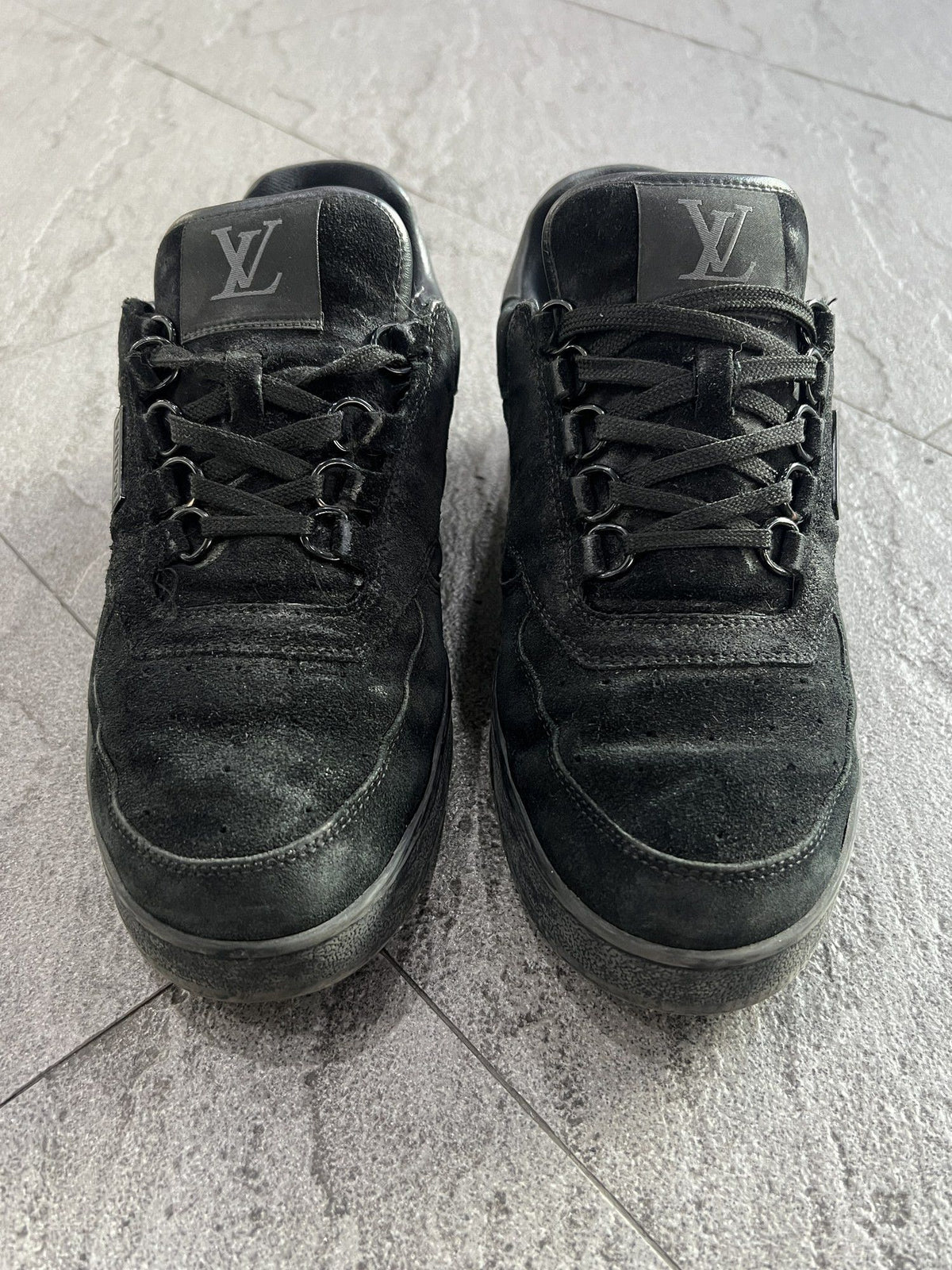 Louis Vuitton LV Trainer Black Suede UK 6.5