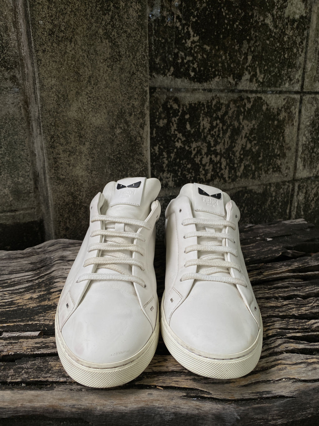 Fendi White Leather Bag Bugs Sneakers