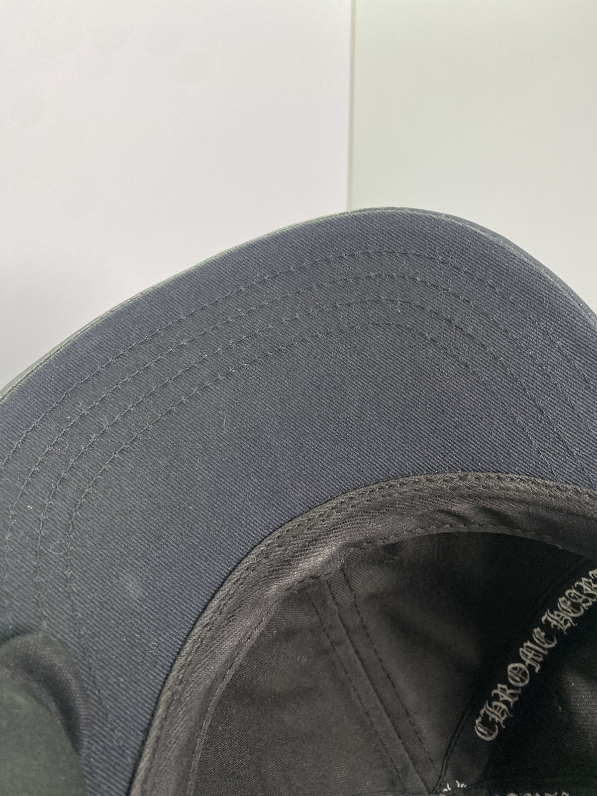 Chrome Hearts Black CH Monogram Leather Brim Fitted Cap