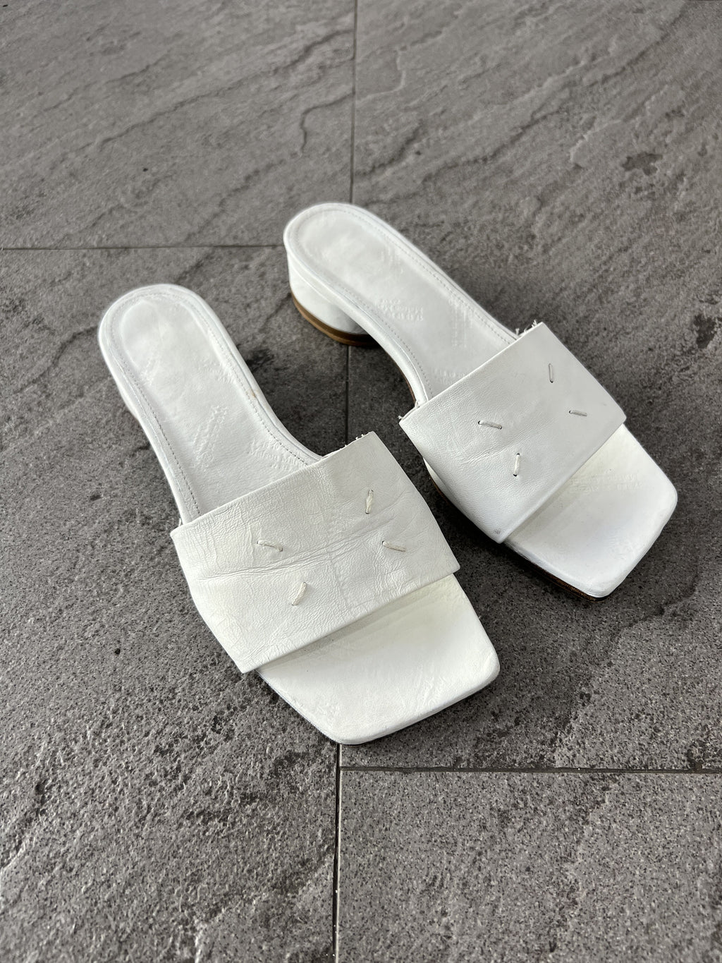 Maison Margiela White 4 Stitch Leather Slide Sandals EU37