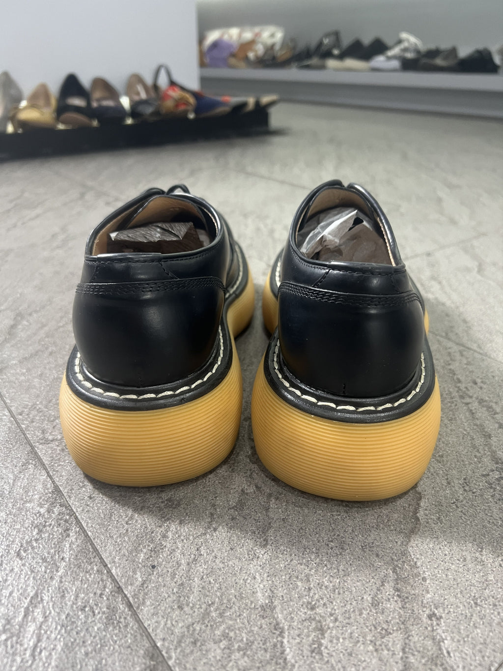 Bottega Veneta Leather Derby Lug Sole Black 40