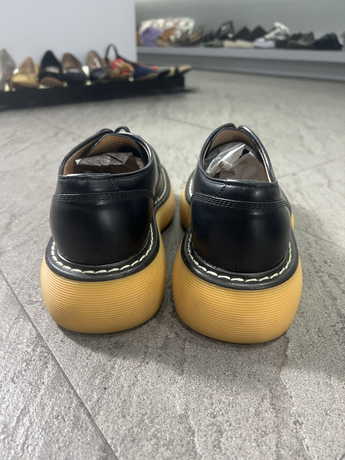 Bottega Veneta Leather Derby Lug Sole Black 40