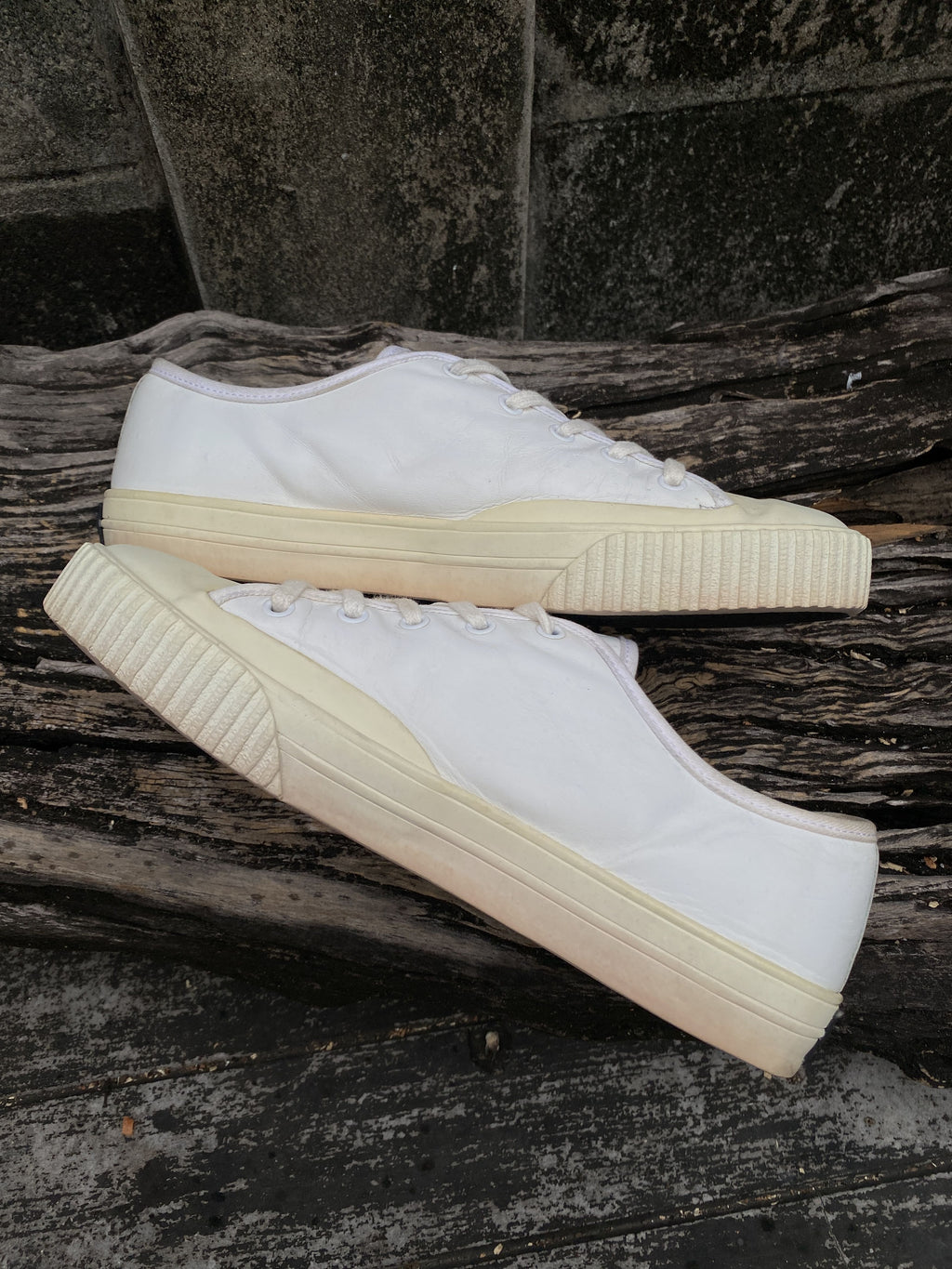 Valentino White Leather Rubber-Toe Sneakers 41