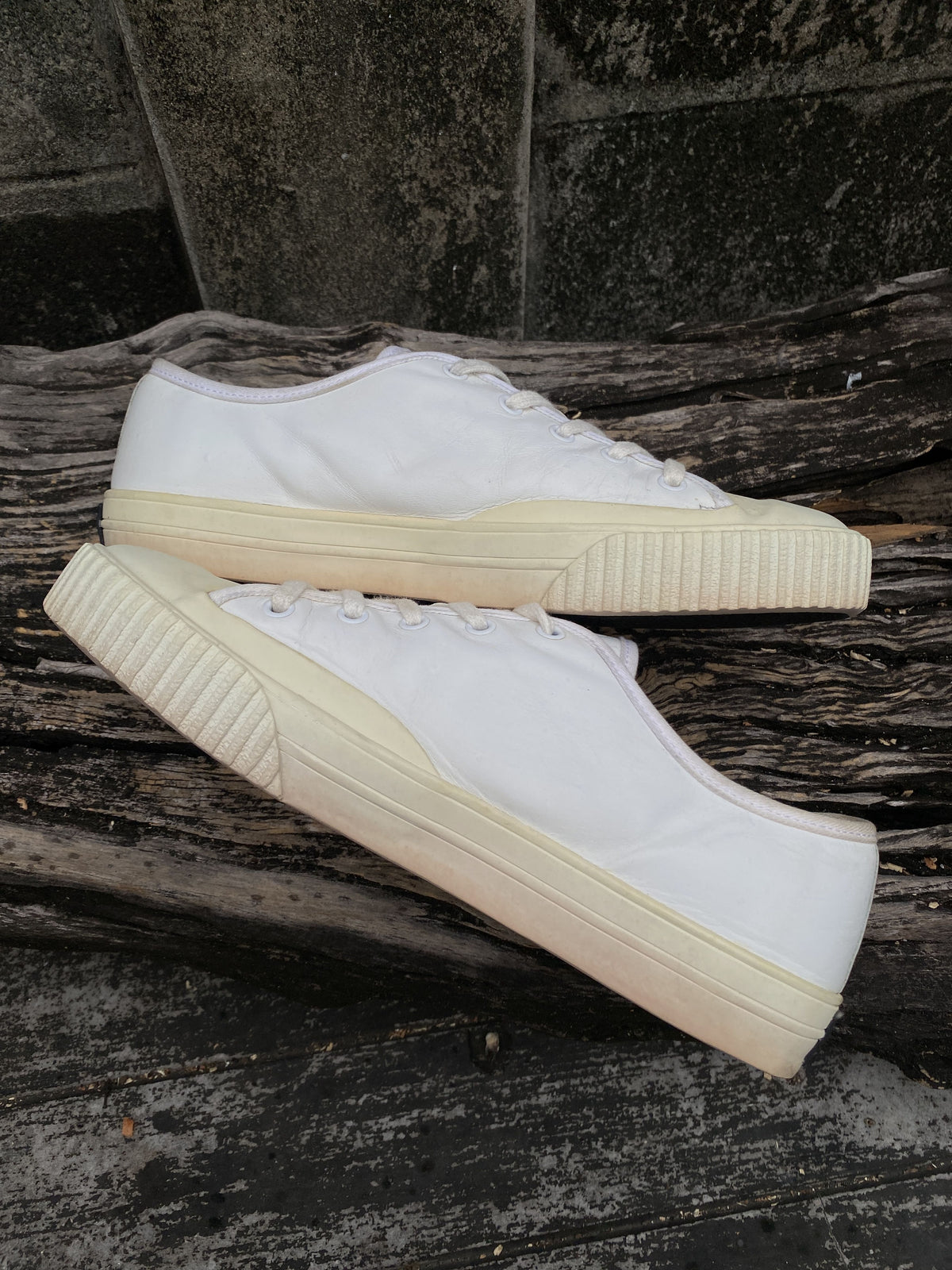Valentino White Leather Rubber-Toe Sneakers 41