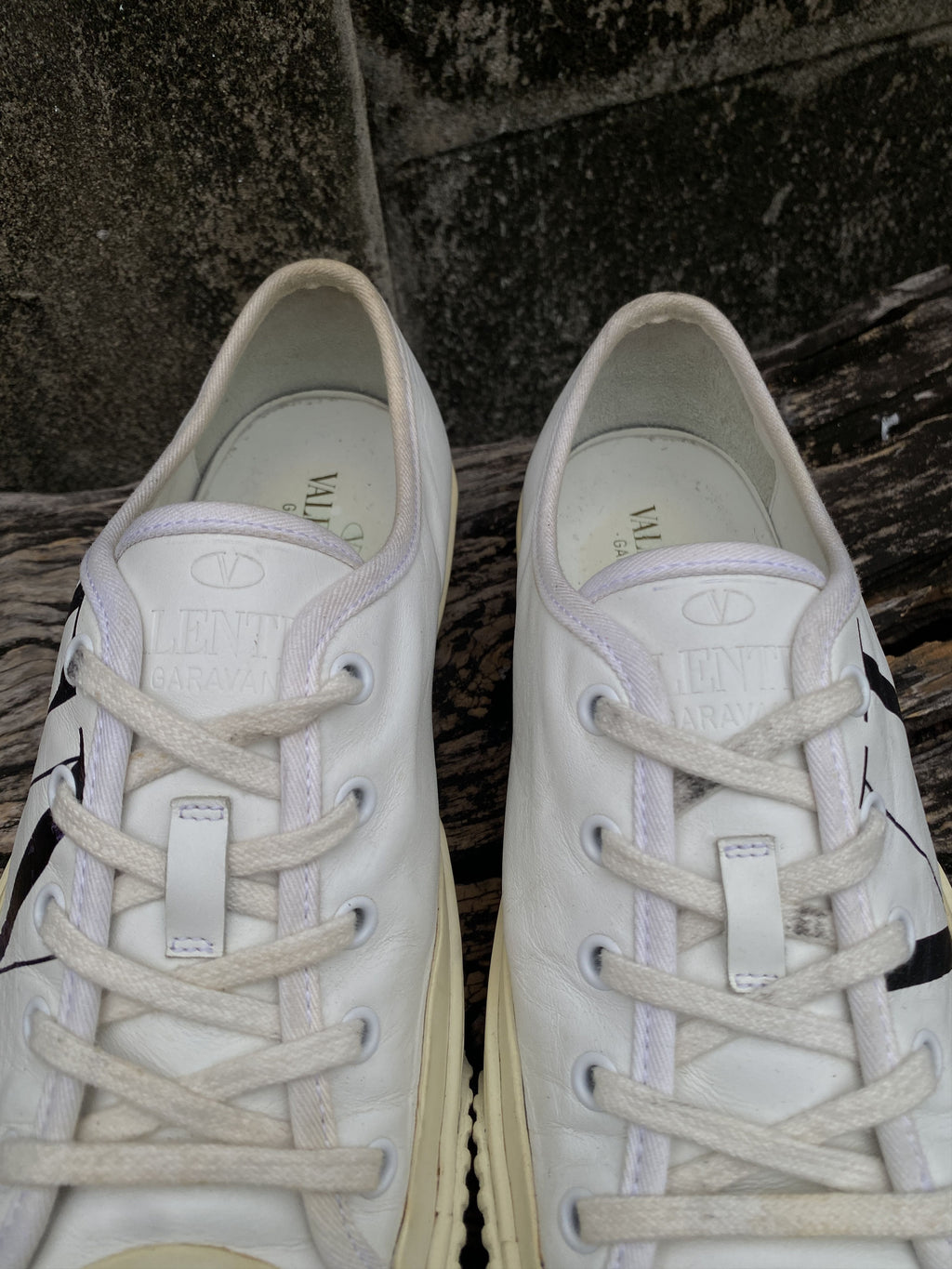 Valentino White Leather Rubber-Toe Sneakers 41