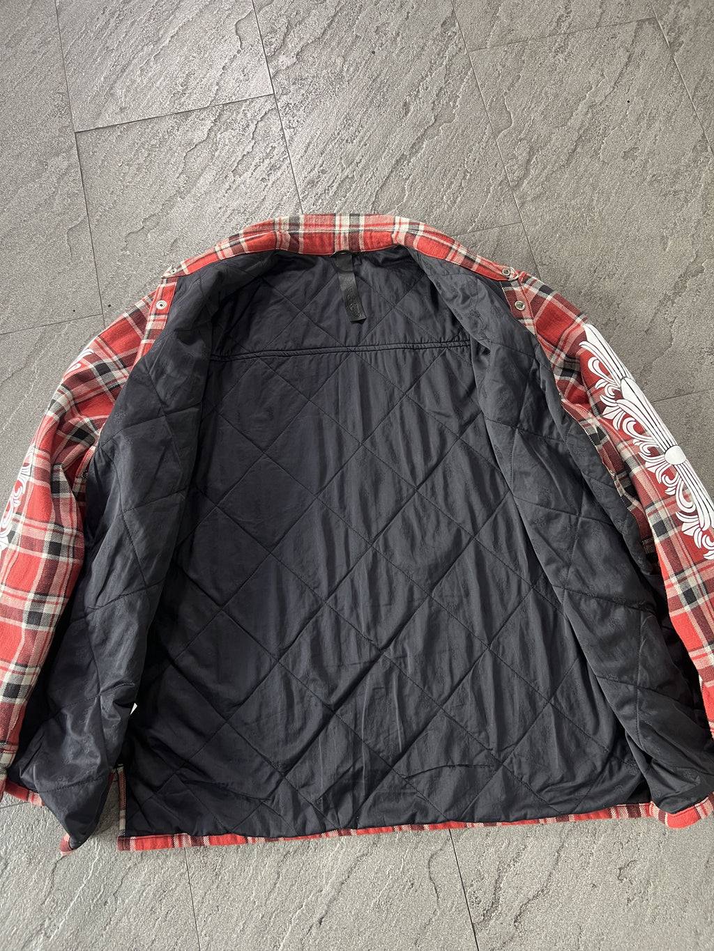 Chrome Hearts Red Plaid Cross Flannel Jacket XL