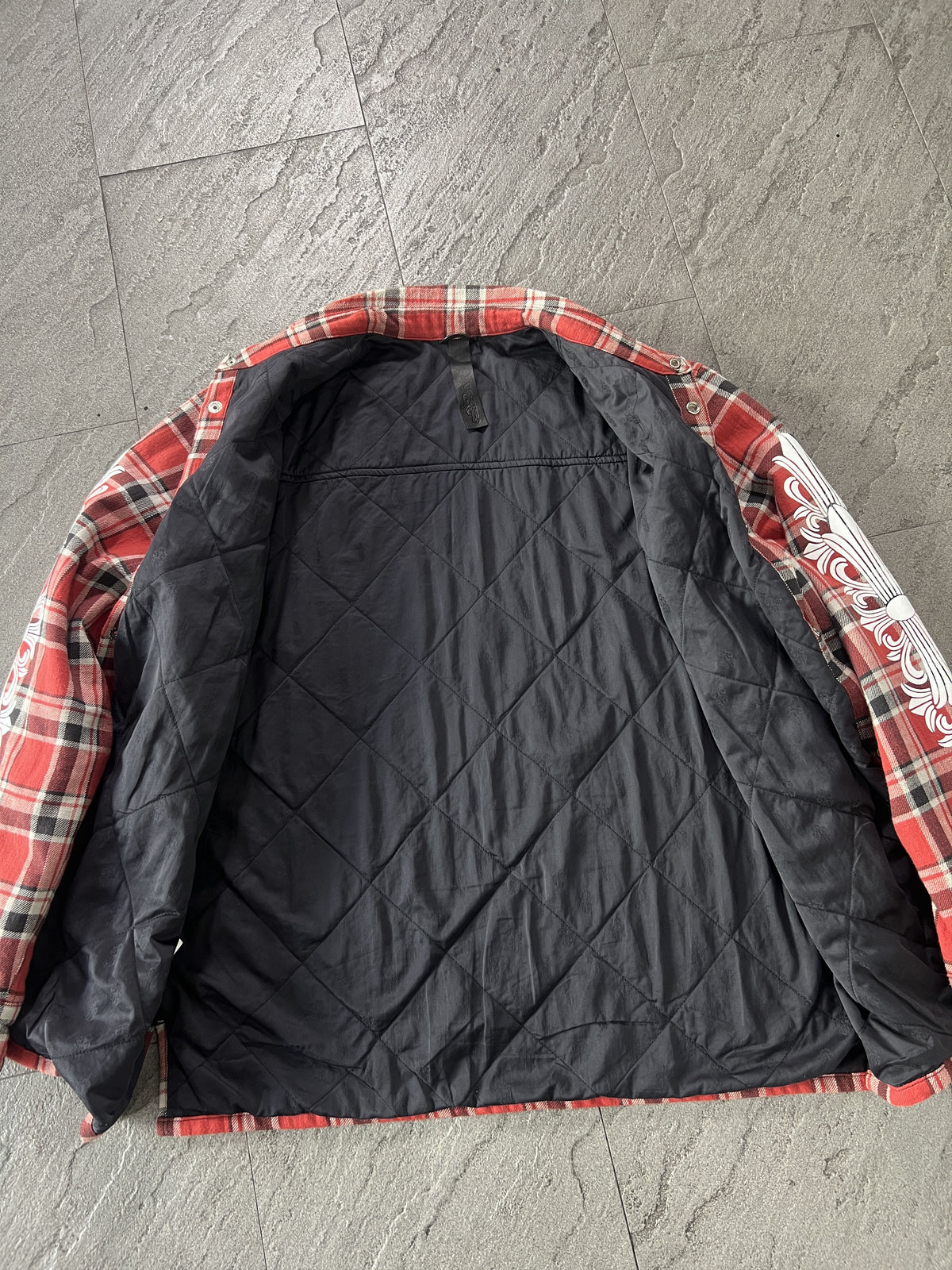 Chrome Hearts Red Plaid Cross Flannel Jacket XL