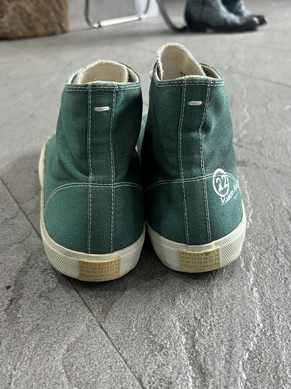 Maison Margiela Tabi Canvas High Sneakers Green / White 43