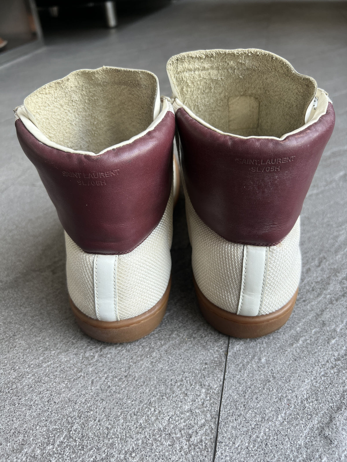 Saint Laurent SL/05H High Top Sneakers White Burgundy EU42