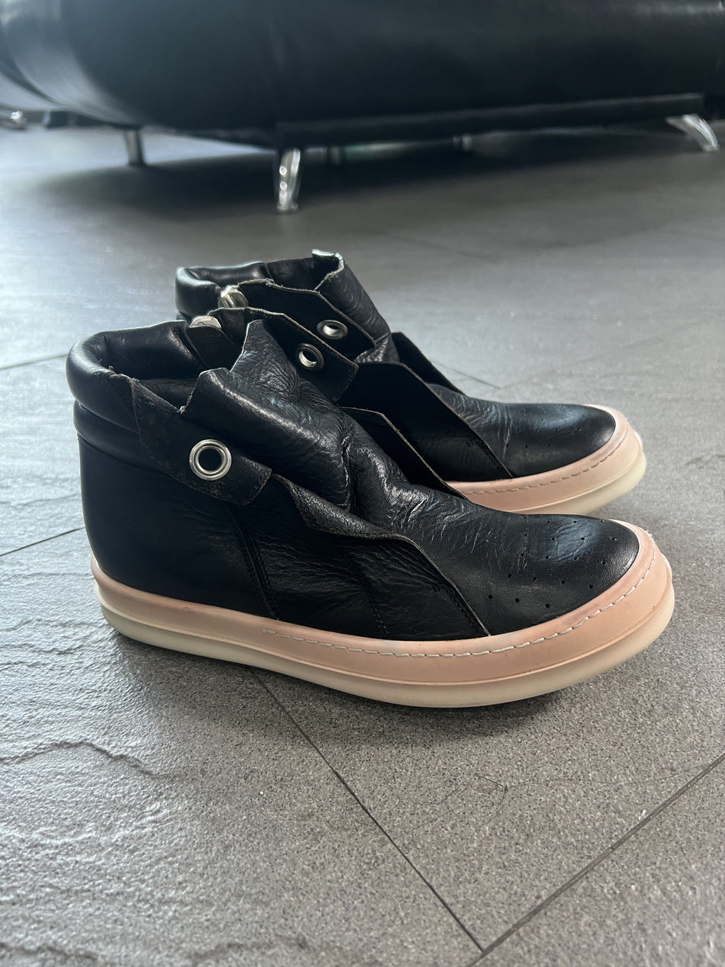Rick Owens Leather Side Zip Sneakers Black EU36.5