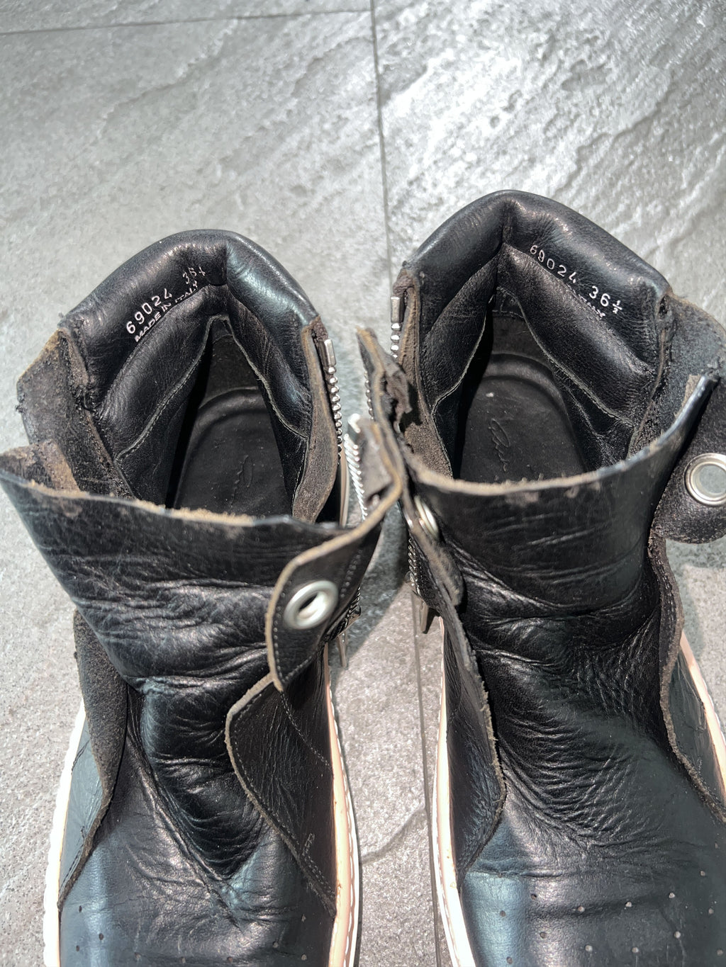 Rick Owens Leather Side Zip Sneakers Black EU36.5