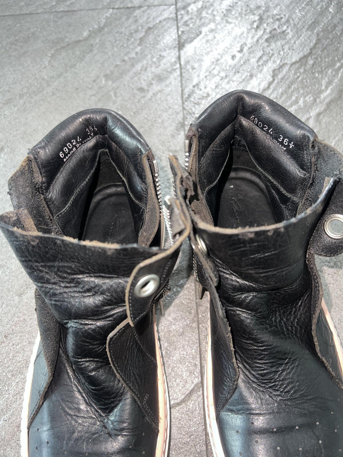 Rick Owens Leather Side Zip Sneakers Black EU36.5