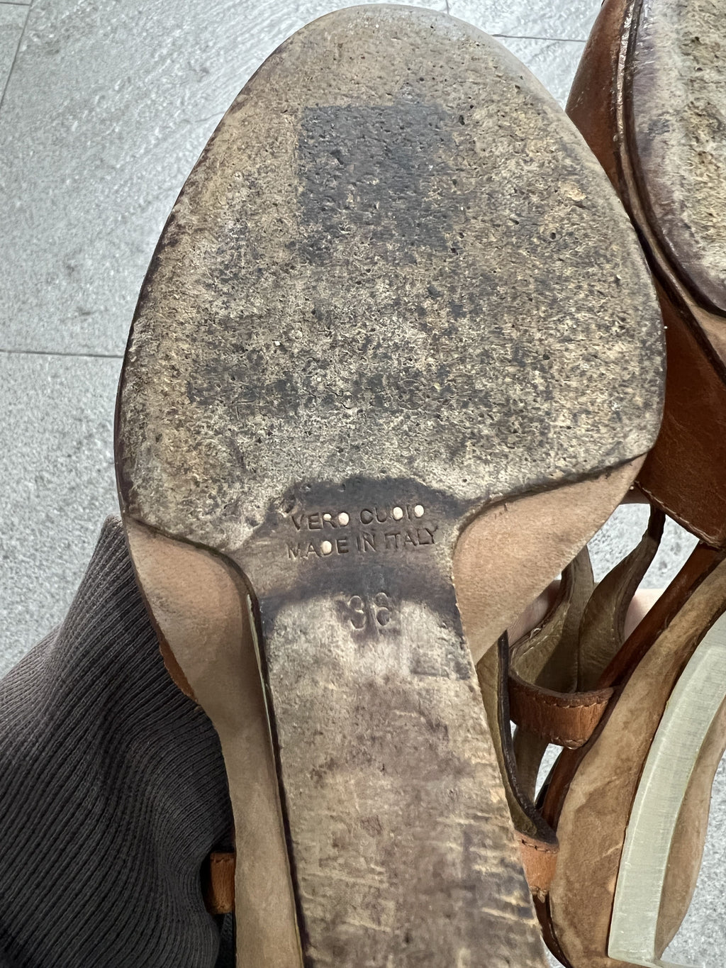 Maison Margiela 22 Lucite Wedge Heel Sandals Brown Leather