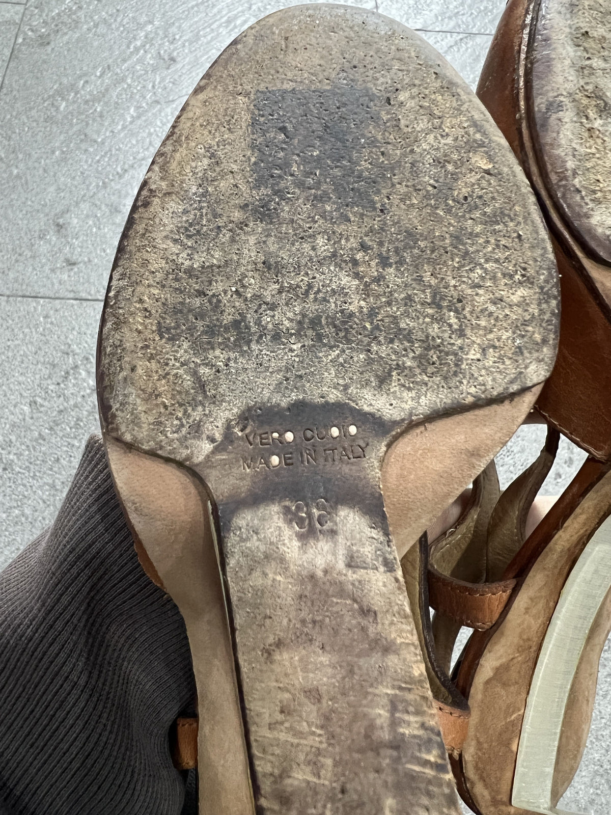 Maison Margiela 22 Lucite Wedge Heel Sandals Brown Leather